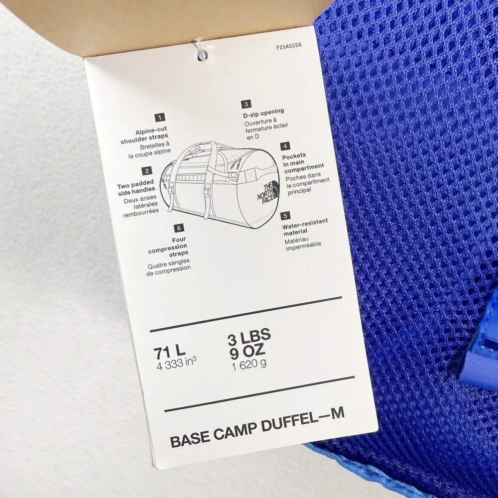 The North Face Base Camp Duffel 71L / Size M TNF Blue Travel Bag NF0A52SA - NEW